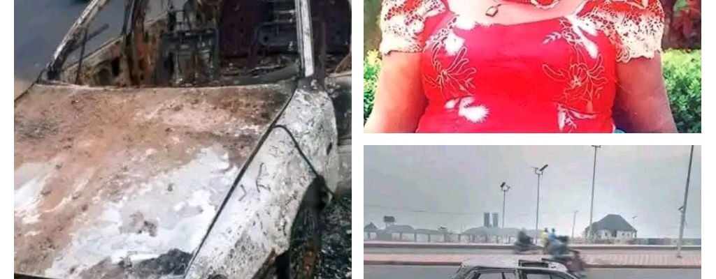 Ebonyi Woman Miraculously Escapes Death as Car Caught Fire and Burnt Completely in Abakaliki