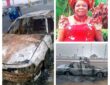 Ebonyi Woman Miraculously Escapes Death as Car Caught Fire and Burnt Completely in Abakaliki