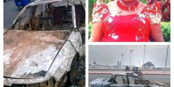 Ebonyi Woman Miraculously Escapes Death as Car Caught Fire and Burnt Completely in Abakaliki