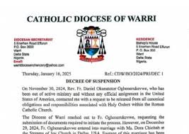 Catholic Priest Suspended in Warri Over Secret Marriage in USA