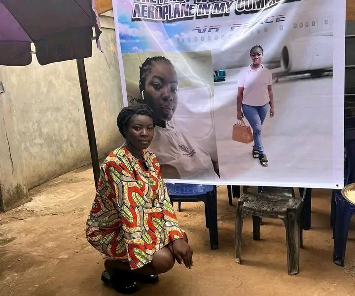Woman Celebrates Being The First to Enter Aeroplane in Her Community