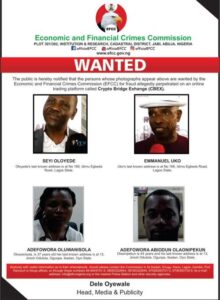 EFCC Declares Four Wanted For Alleged Involvement With CBEX
